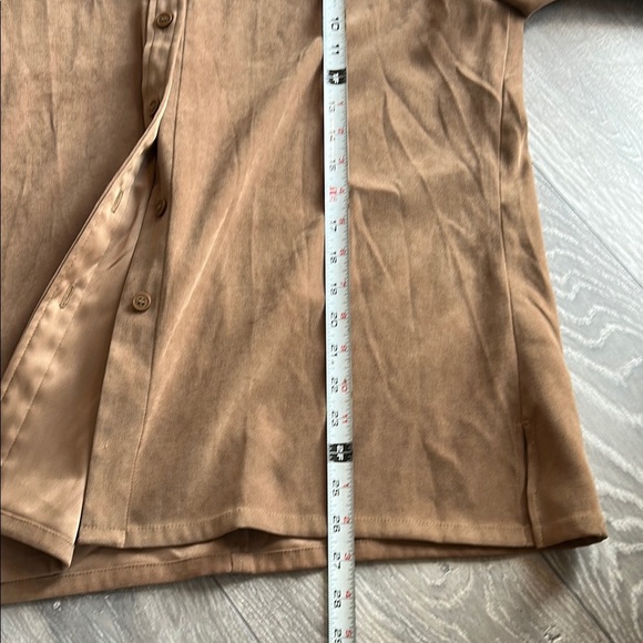 Suede Brown Button Up Shirt - Picture 5 of 8